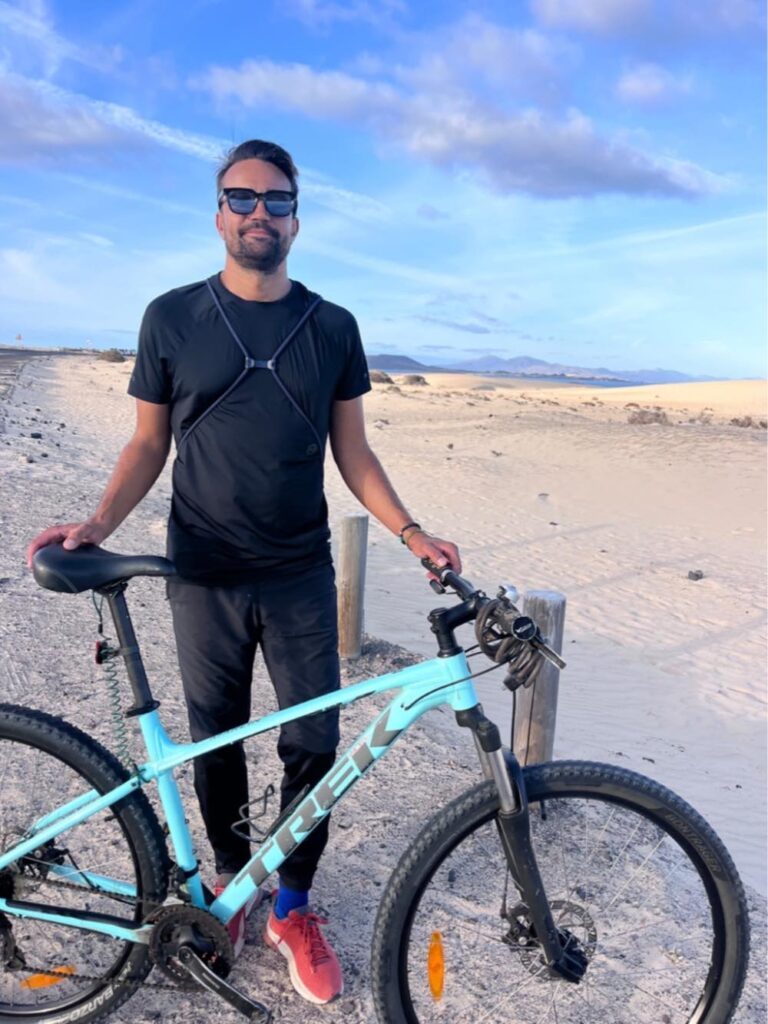biking in dunes 